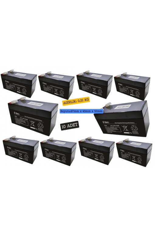 TTEC 12V 1.3Ah Akü 10 Adet TTEC 12V 1.3Ah Akü 10 Adet